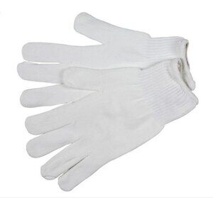 NWT MCR Safety 9630M Strings Knit Gloves - 10 Gauge Stretch Nylon - Hemmed White